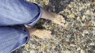 Playing with stones using toes