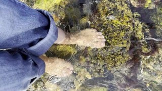 Playing with stones using toes