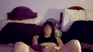 Solo girl masturbates with hand and vibrator to bring herself to orgasm