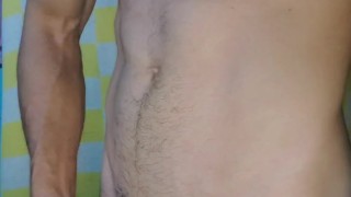 Man with a muscular and athletic body, wasting semen