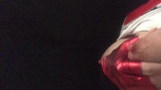 Milking milky breasts at night until they squirt milk - Latex ASMR