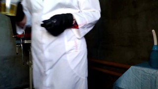 Curvy nurse treats patient with her hands