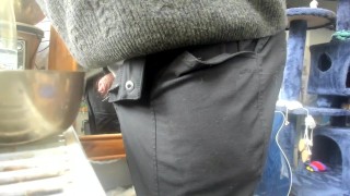 cock coming out of trousers