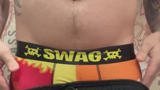 Playing with cock before work