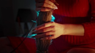 ASMR Ear Licking & Close Breathing in Red Dress