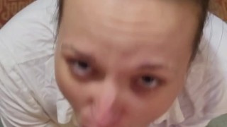 Naughty schoolgirl rides my cock then gets pounded