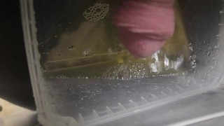 Pissing all over cheap kitchen cabinet door