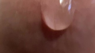 Precum leaking close up