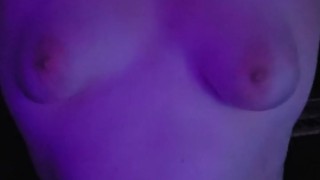 Playing with my tits while my bf is asleep