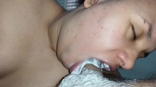 dick is soft from all the sperm I've already cum,but even so she makes me cum again,she doesn't stop