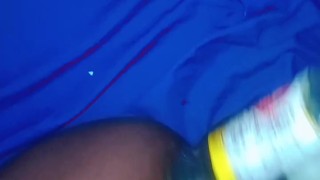 Huge bottle destroys my teen pussy