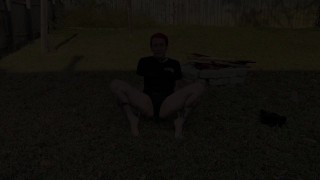 Peeing My Black Cotton Panties Outside