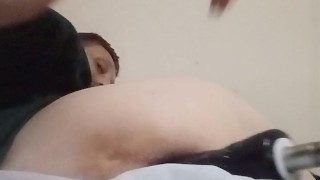 Paraplegic takes dildo machine