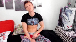 The beginning of cool sexual masturbation with a toy. Guy prepares his dick for jerking off