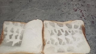 Bread Trample & Crush. See my dirty bootprint on bread, imagine this on your face 👣👣