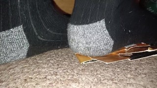 Box Crush & Trample in Socks. Flattened beneath my 89kg 👣👣