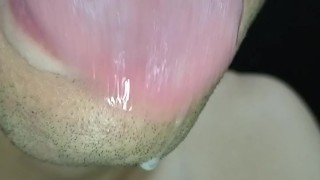 tongue, saliva, tongue, sloopy, sucking, spitting, long drooling tongue close-up