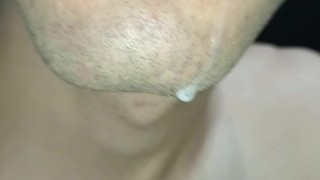 tongue, saliva, tongue, sloopy, sucking, spitting, long drooling tongue close-up