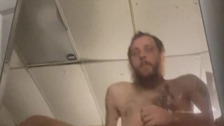 Jerk off in mirror with cumshot on mirror