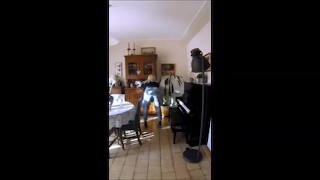 Julia Cool wearing Pantyhose under Denim and walking around