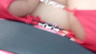 Flashing my big tits on the freeway