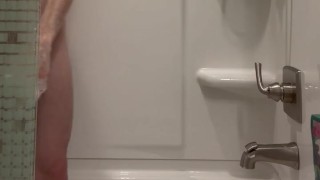 Solo Male Masturbates in Shower