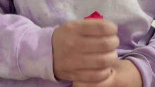 Cum exploding out of condom big cumshot inside it OF : MarcoXLaries