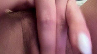 Wet hairy pussy close up