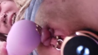 Clit pumping and tourniquet extreme fetish kinky solo female big clit sex toys real orgasm anal