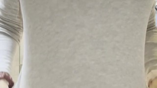 fake boob play and hard nipple play through top with titty drop