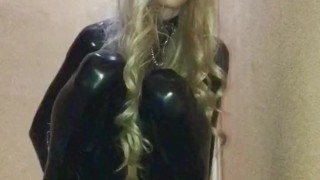 The vinyl catsuit looks great on me, especially when it covers all the areas I need to train my ass