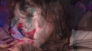 Sexy clown gives you head on Halloween night