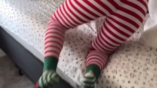 Wife fucks husband on Christmas morning.