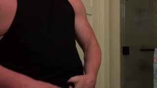 Jacking off in resort hotel room.