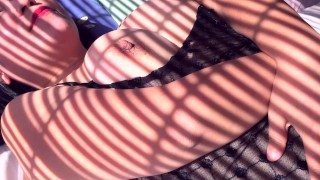 SPREADING MY PUSSY AND ASS IN HE SUN MATURE ASIAN STEPMOM