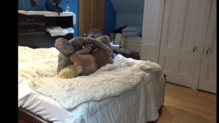 lycra snake has fun with sex doll in jeans and pantyhose