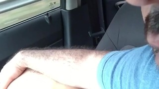 I give a blowjob to the Uber driver's cock