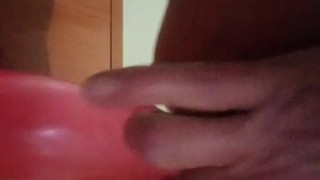 mature puts dildo in close-up and squirts