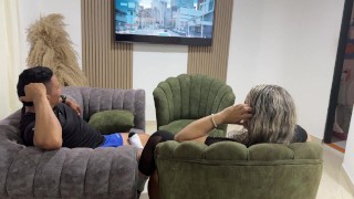 Movie watching day, I get really hot and get naked so my husband can fuck me