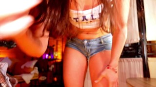 Girl on White Crop Top TRY ON & BACKSTAGE #199 (free version)