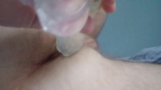 I get my tight hairy arse fucked by a dildo - it hurts