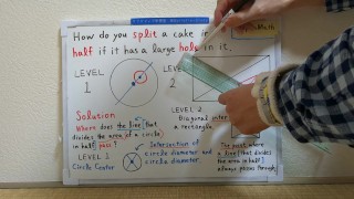 How do you split a cake in half if it has a large hole in it.[JapanMath](job)