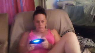 Amateur Pretty Girl Loves Playing Fortnite, While Imagining Multiple Men Jerking Off To Her