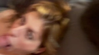 milf wife gets her mouth fucked by hubbys big cock with cum shot