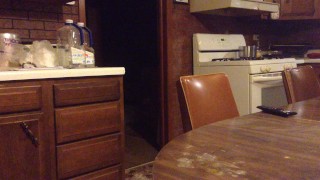 Being kinky and adding a fresh load of semen to my kitchen table