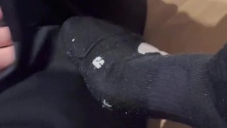 Twink Slave sniff foot worship for his Sneak Master scally lad stinky Socks smelly foot feet cock