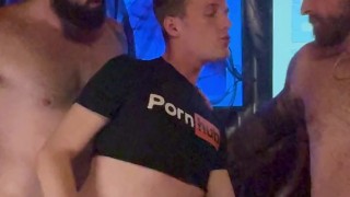 Fucking Twink While He Huffs Tatted Daddy at TroughX Live Sex Show