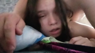 Stepfather fucked stepdaughter while she was talking with mother on the phone