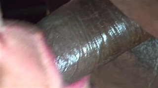 Swallowing & gagging on lots of sperm - Black cock jerking off cum in my mouth, fat bbw blowjob nut