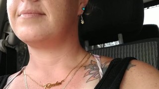 Girl With Glasses Hikes Up Her Skirt In Public In Car